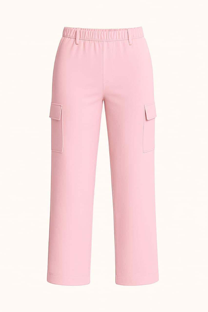Women’s Premium Cargo Pant (BABY PINK COLOUR) (No Zipper)