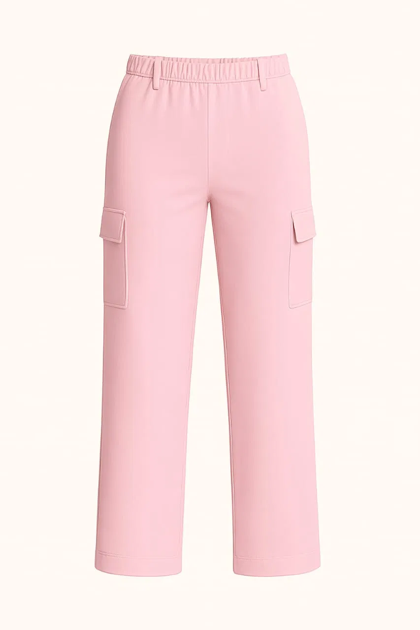 Women’s Premium Cargo Pant (BABY PINK COLOUR) (No Zipper)